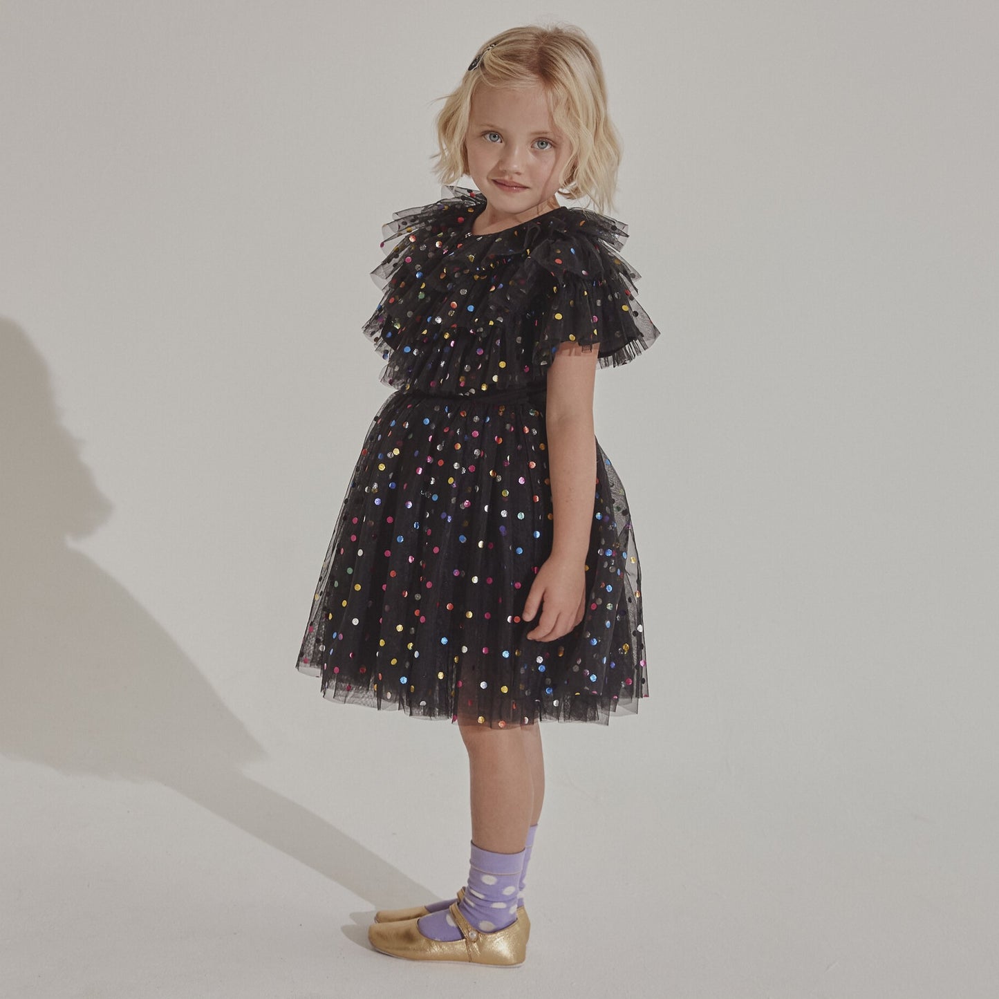 black rainbow spot dress bu bob & Blossom at whippersnappersonline