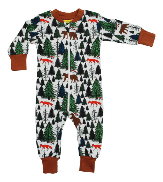 duns sweden zip suit in woodland print at whippersnappers online