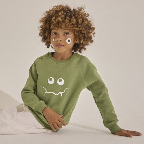 bob & blossom olive green monster sweatshirt at whippersnappersonline